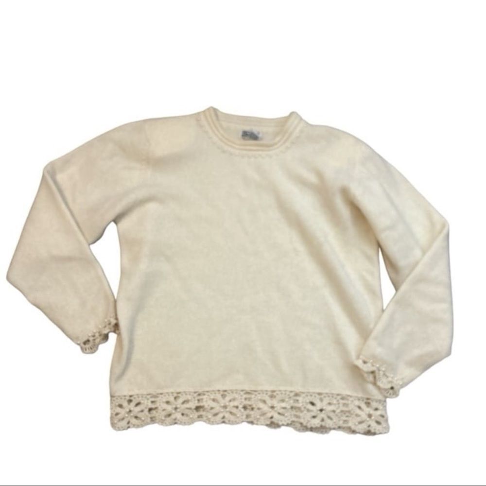 Vintage Christina Women’s Lambswool Angora Beaded Sweater Skirt Set Large - Picture 2 of 9